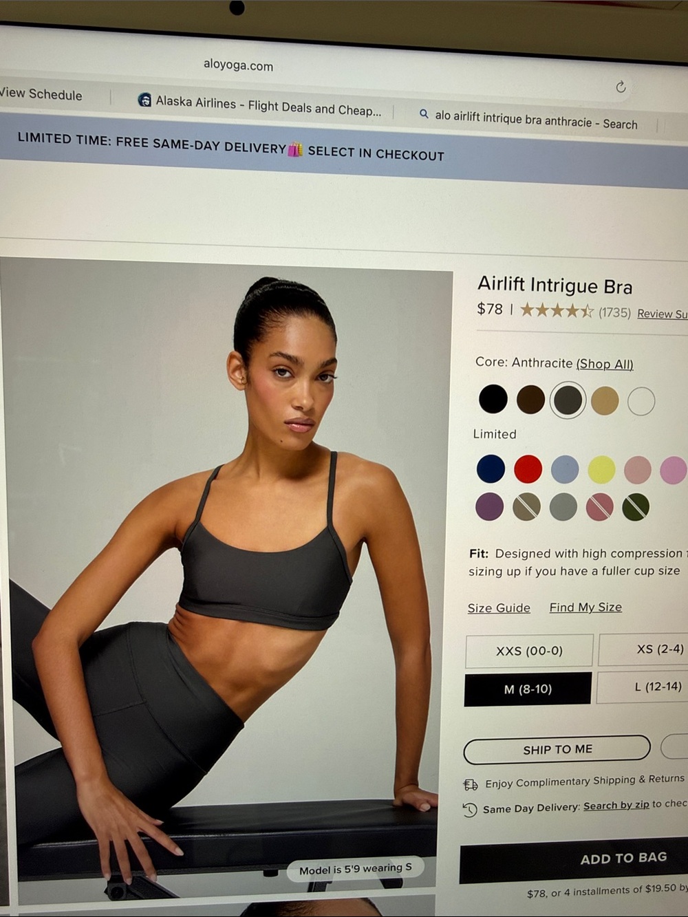 ALO Yoga Airlift Intrigue Bra — Anthracite